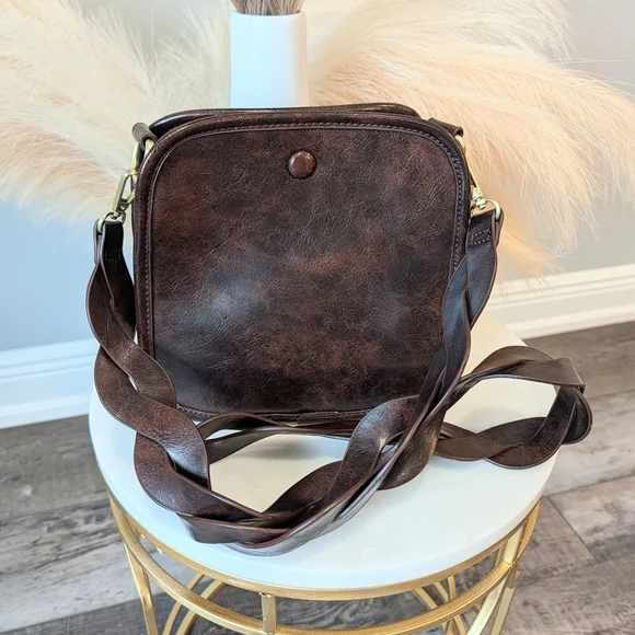 Anthropologie Dark Brown Crossbody Bag - Picture 1 of 10